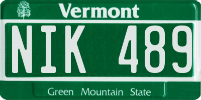 VT license plate NIK489