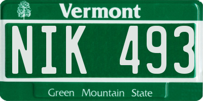 VT license plate NIK493