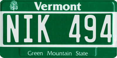 VT license plate NIK494