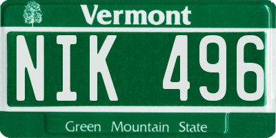 VT license plate NIK496