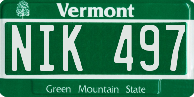 VT license plate NIK497