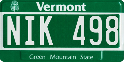VT license plate NIK498