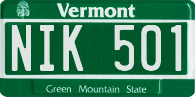 VT license plate NIK501