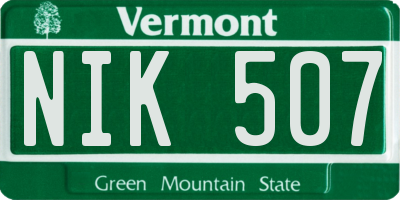 VT license plate NIK507