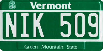 VT license plate NIK509