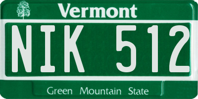 VT license plate NIK512