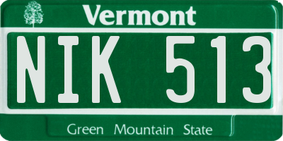 VT license plate NIK513
