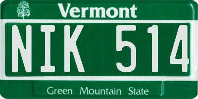 VT license plate NIK514