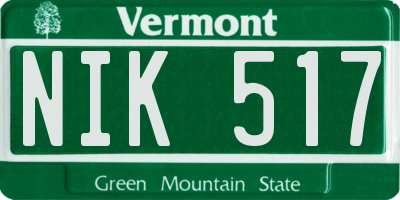 VT license plate NIK517
