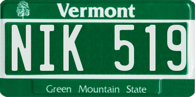 VT license plate NIK519