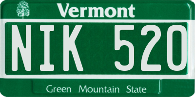 VT license plate NIK520