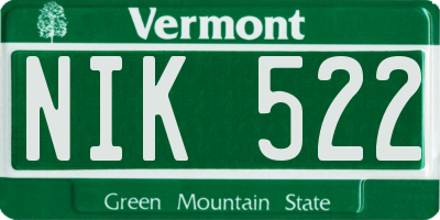 VT license plate NIK522