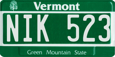 VT license plate NIK523
