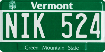 VT license plate NIK524