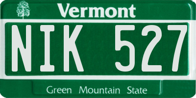 VT license plate NIK527
