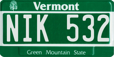 VT license plate NIK532