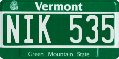 VT license plate NIK535