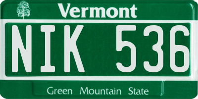 VT license plate NIK536