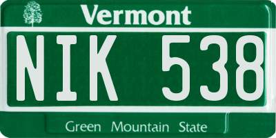 VT license plate NIK538