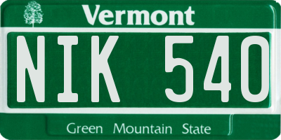 VT license plate NIK540