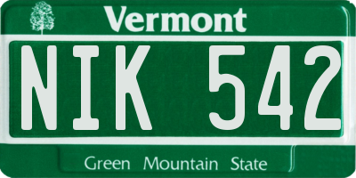 VT license plate NIK542