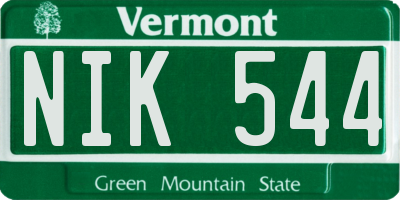 VT license plate NIK544