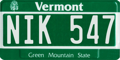 VT license plate NIK547