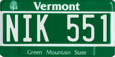 VT license plate NIK551