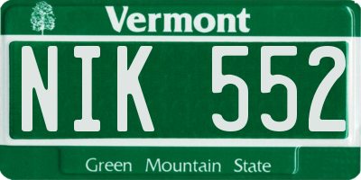 VT license plate NIK552