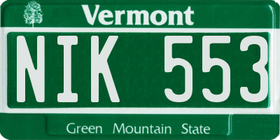 VT license plate NIK553