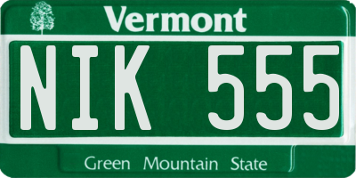 VT license plate NIK555