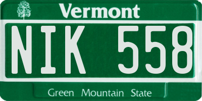 VT license plate NIK558