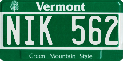 VT license plate NIK562