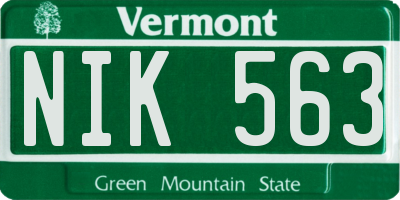 VT license plate NIK563