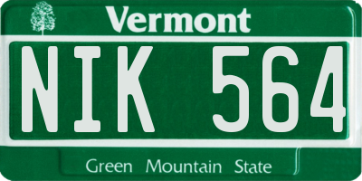 VT license plate NIK564