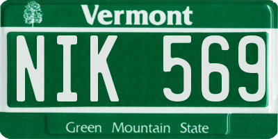 VT license plate NIK569