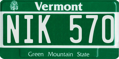 VT license plate NIK570