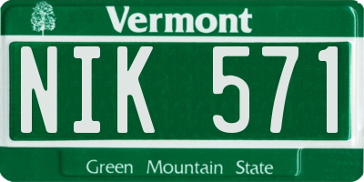 VT license plate NIK571