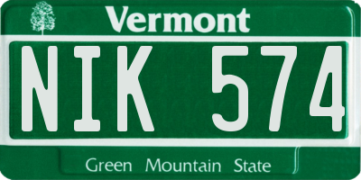 VT license plate NIK574