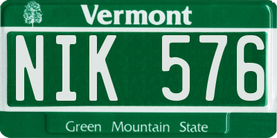 VT license plate NIK576