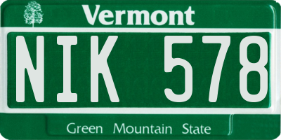 VT license plate NIK578