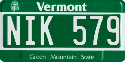 VT license plate NIK579