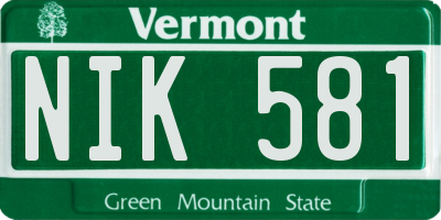 VT license plate NIK581