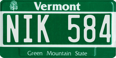 VT license plate NIK584