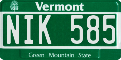 VT license plate NIK585