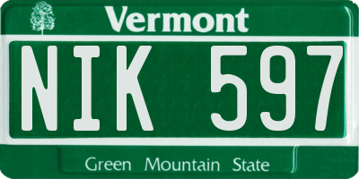 VT license plate NIK597