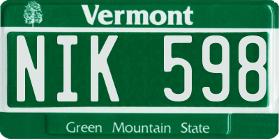 VT license plate NIK598