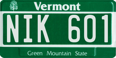 VT license plate NIK601