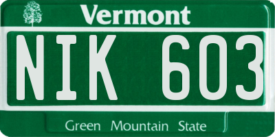 VT license plate NIK603