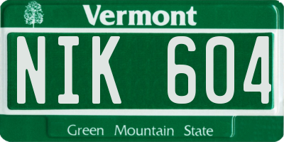 VT license plate NIK604
